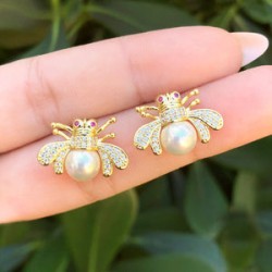 Aretes Bicho Chapa de Oro AZ30