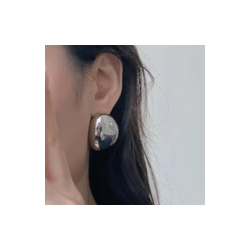 Aretes Chunky Oval Plateados  2X6