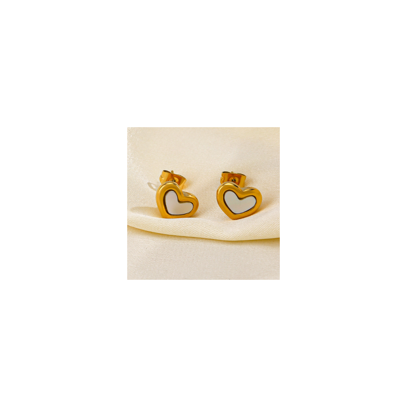Aretes Blanco Corazon   Acero Inoxidable  1M2