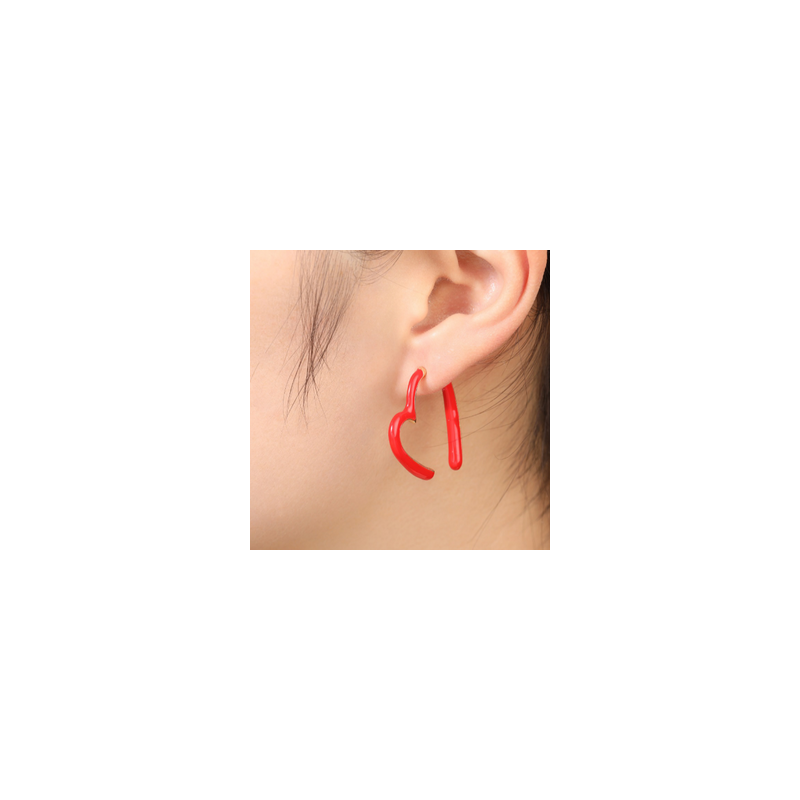 Aretes Corazon Abierto Rojo  2L6