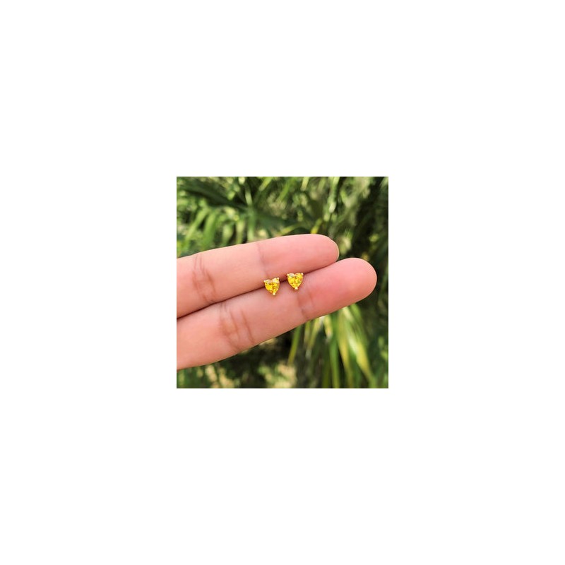 Aretes Corazon Amarillo Chapa de Oro AZ1