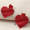 Aretes Corazon Arrugado Rojo 1A4