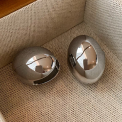 Aretes Chunky Oval Plateados  2X6