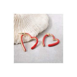 Aretes Corazon Abierto Rojo  2L6