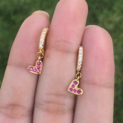 Aretes Corazón Chapa de oro  C624