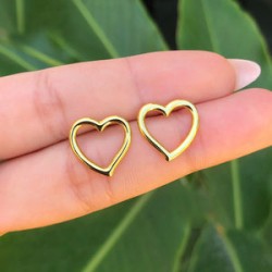 Aretes Corazon Chapa de Oro  R713