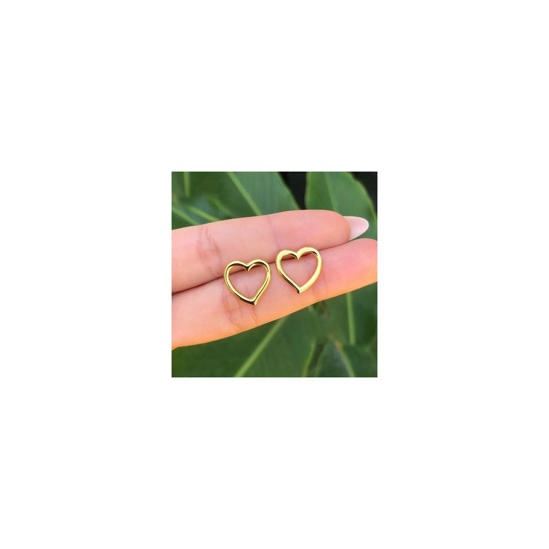 Aretes Corazon Chapa de Oro  R713
