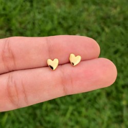 Aretes Corazon Chapa de Oro 14K AZ199