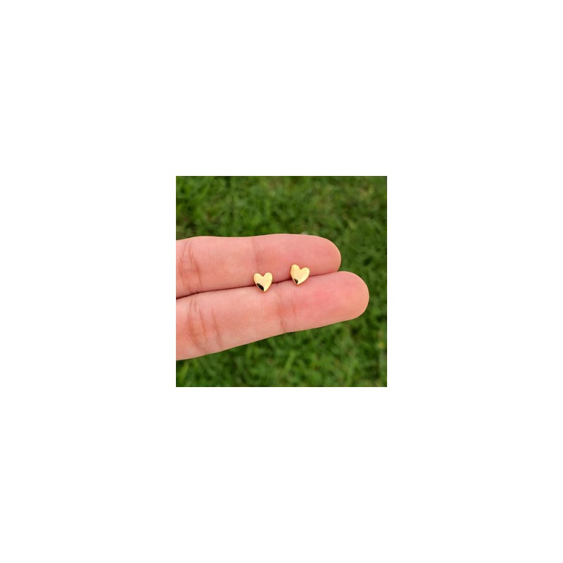 Aretes Corazon Chapa de Oro 14K AZ199