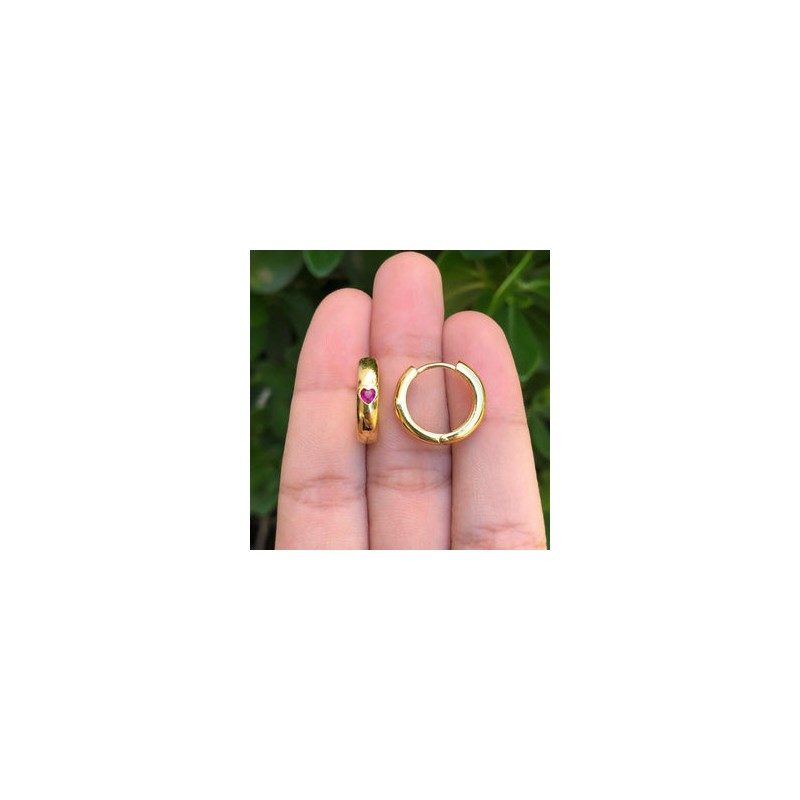 Aretes Corazon Chapa de Oro Az147