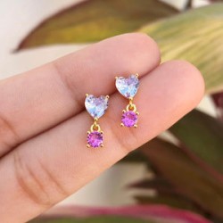 Aretes Corazon Chapa de Oro Az152