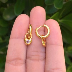 Aretes Corazon Chapa de Oro AZ187