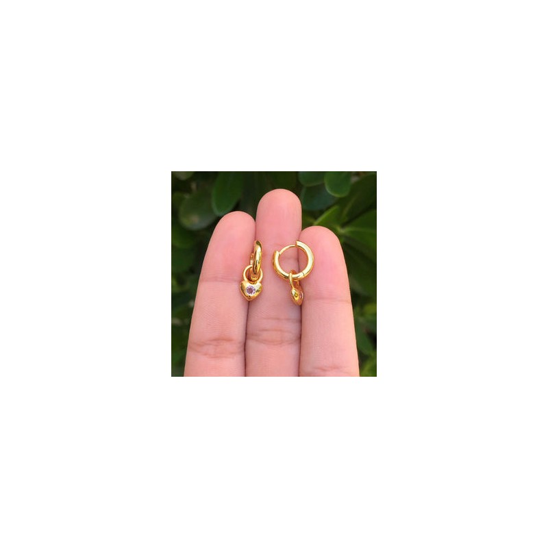 Aretes Corazon Chapa de Oro AZ187