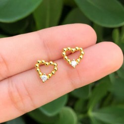 Aretes Corazon Chapa de Oro Az26