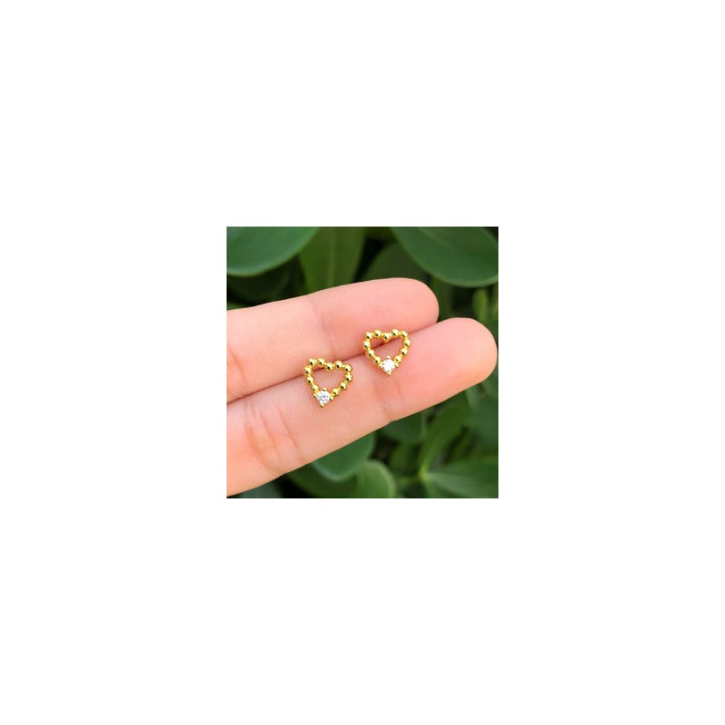 Aretes Corazon Chapa de Oro Az26