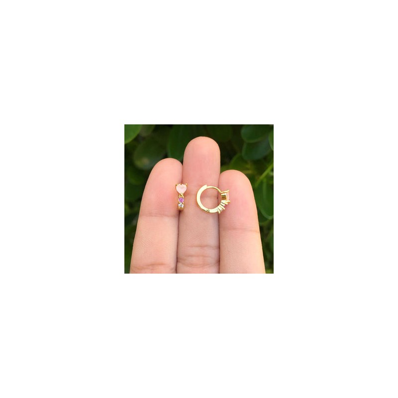 Aretes Corazon Chapa de Oro AZ27