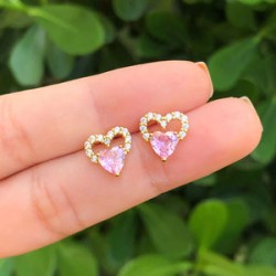 Aretes Corazon Chapa de Oro Az280