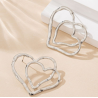 Aretes Corazon Doble Plateado  Acero  Ve1