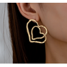 Aretes Corazon Doble Plateado  Acero  Ve1