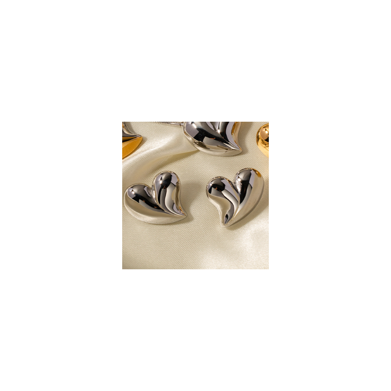 Aretes Corazon Gota Plateado 4E2