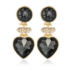 Aretes Corazon Negro Acristalado 1i6