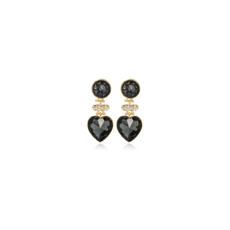 Aretes Corazon Negro Acristalado 1i6