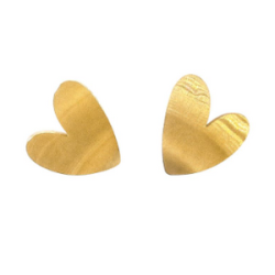Aretes Corazon Dorado  Acero Inoxidable  1B4