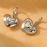 Aretes Corazon Plateado  Acero Titanio  1P5