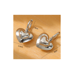 Aretes Corazon Plateado  Acero Titanio  1P5