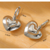 Aretes Corazon Plateado  Acero Titanio  1P5
