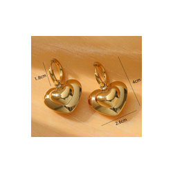 Aretes Corazon Dorado  Acero Titanio  1Z5