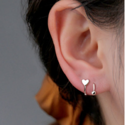 Aretes Corazon Plateado Chapa de Oro  R23