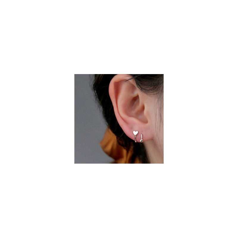 Aretes Corazon Plateado Chapa de Oro  R23