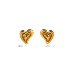 Aretes Corazon Dorado Acero Inoxidable R714