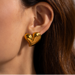 Aretes Corazon Gota Dorado 4E15