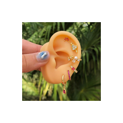 Aretes Corazon Rosa Chapa de Oro Az102
