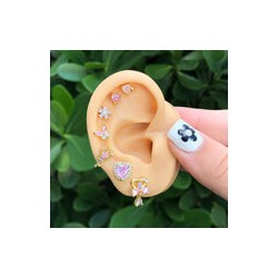 Aretes Corazon Rosa Chapa de Oro AZ28