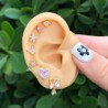 Aretes Corazon Rosa Chapa de Oro AZ28