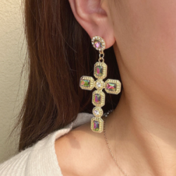 Aretes Cruz Brillante  2T1