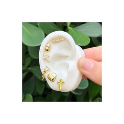 Aretes Cruz Dorada Chapa de Oro AZ204