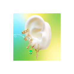 Aretes Corazon Verde Chapa de Oro Az184