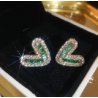 Aretes Corazon Verde Elegante  2Q5