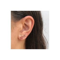 Aretes Cruz Magenta Chapa de Oro AZ318