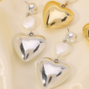 Aretes Corazones Plateado y Perla 1P1