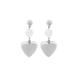 Aretes Corazones Plateado y Perla 1P1