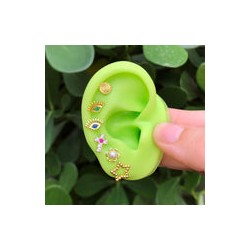 Aretes Cruz Magenta Chapa de Oro Az61