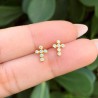 Aretes Cruz Zirconias Chapa de Oro AZ241