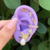 Aretes Cruz Zirconias Chapa de Oro AZ241