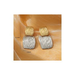 Aretes Cuadrados Plateados Acero Inoxidable  2V1
