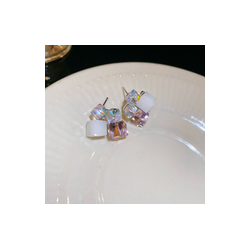 Aretes Cuadro Blanco y Rosa 1S4